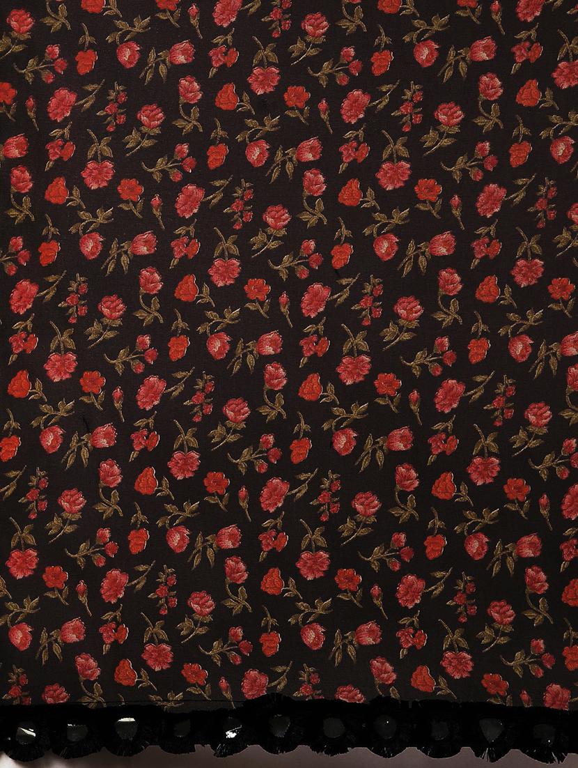 floral printed saree with lace and mirror work border with blouse - 19912975 - Standard Image - 4