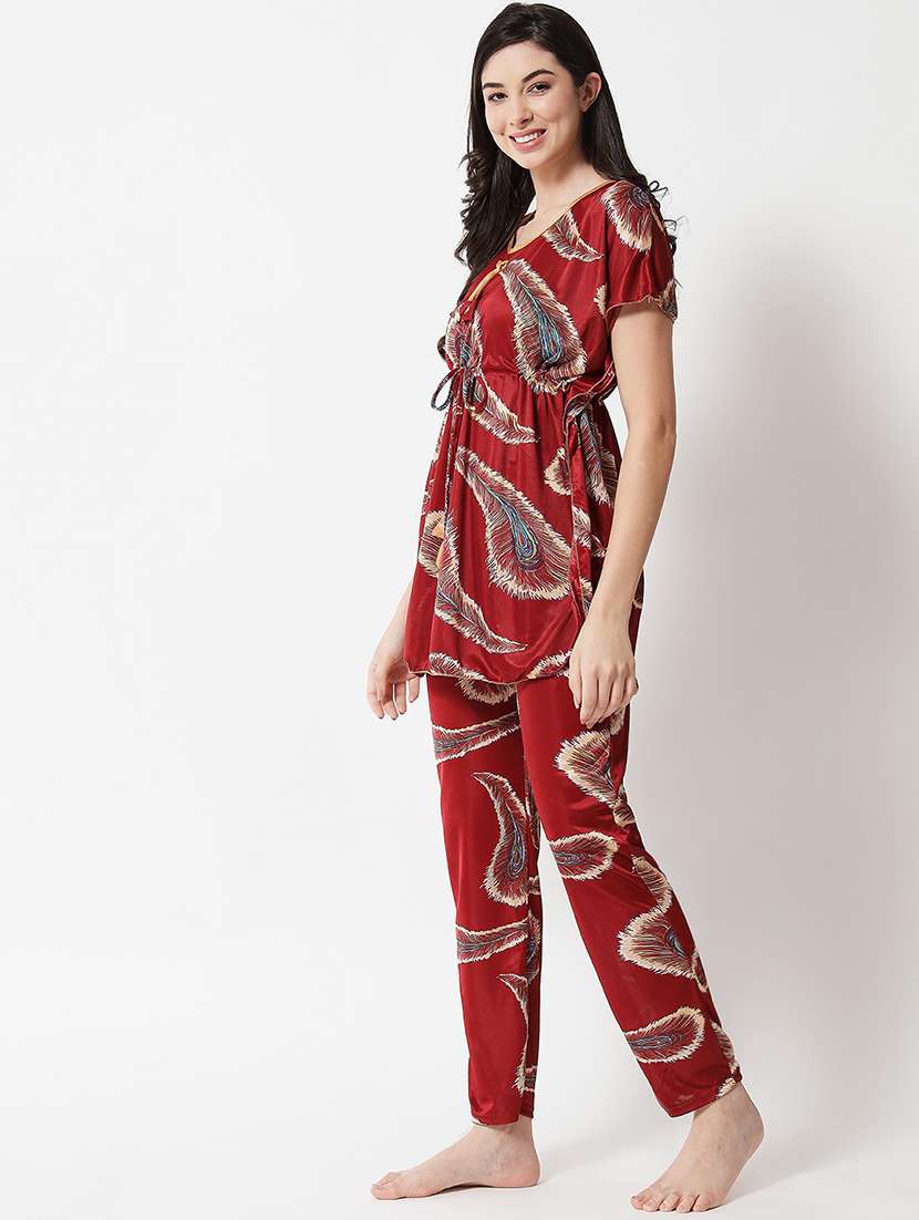 women printed nightwear set - 19913781 - Standard Image - 1