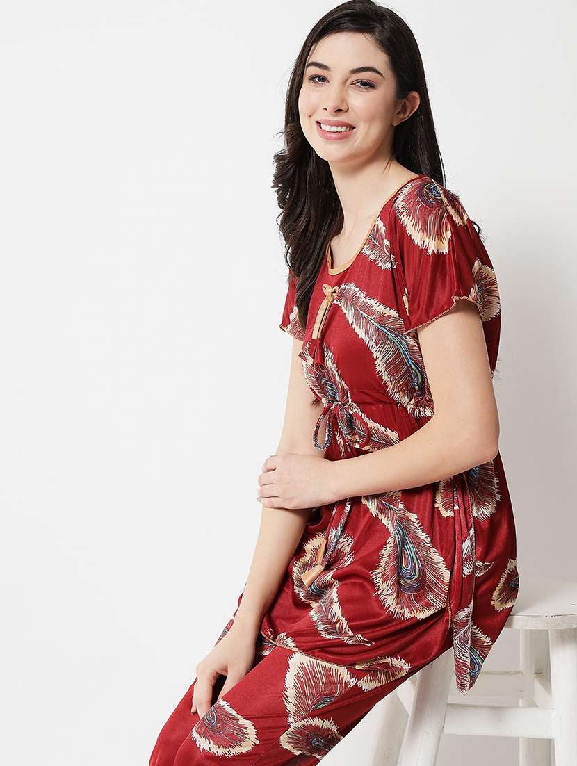 women printed nightwear set - 19913781 - Standard Image - 4