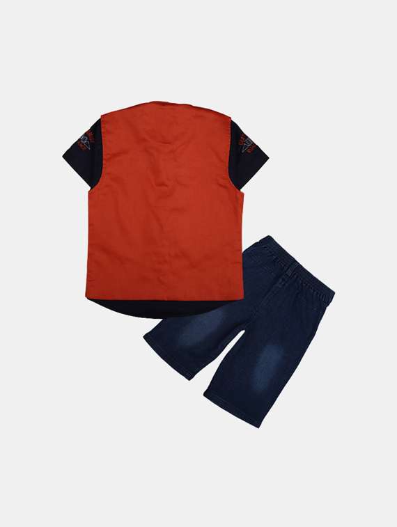 boys printed shirt with shorts set - 19914083 -  Standard Image - 1