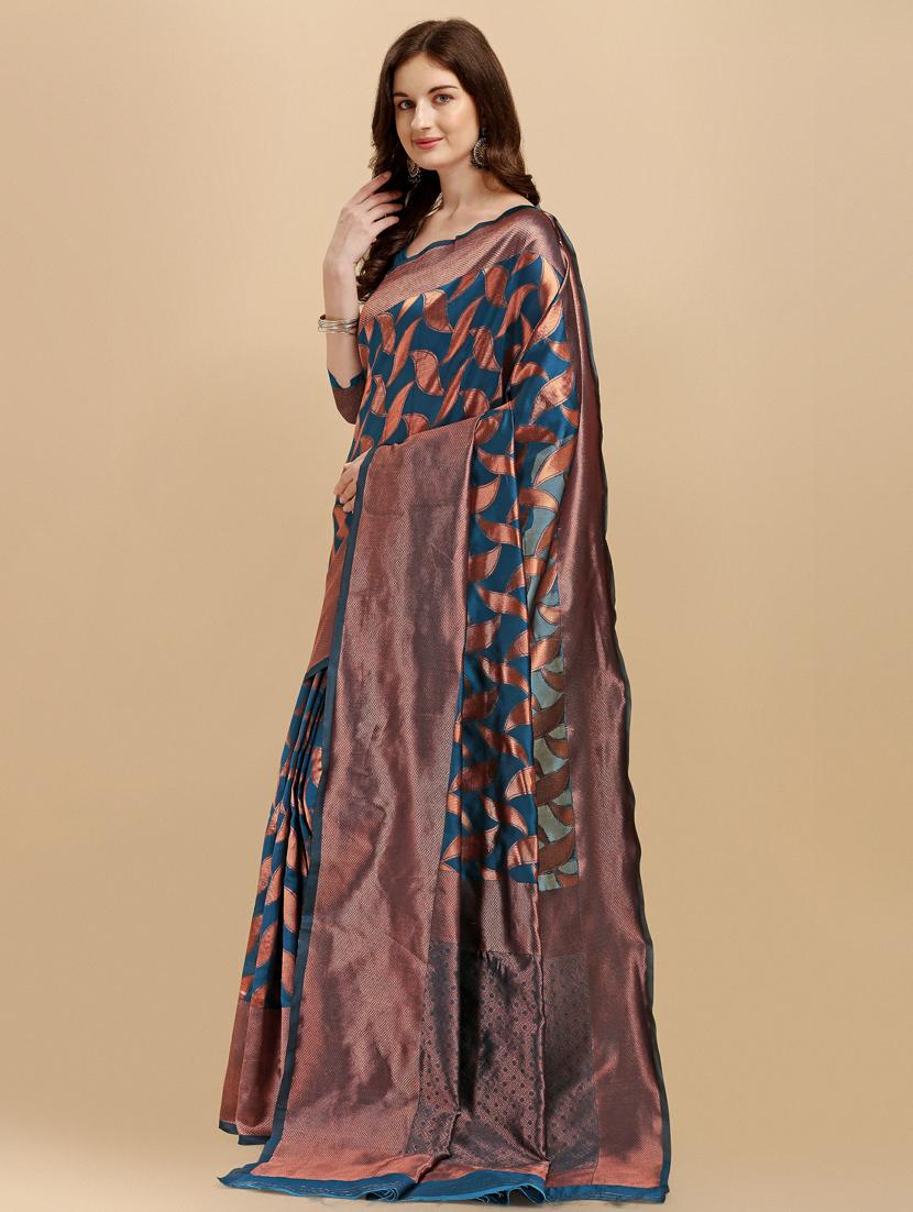 blue silk banarasi saree - 19914811 - Standard Image - 1
