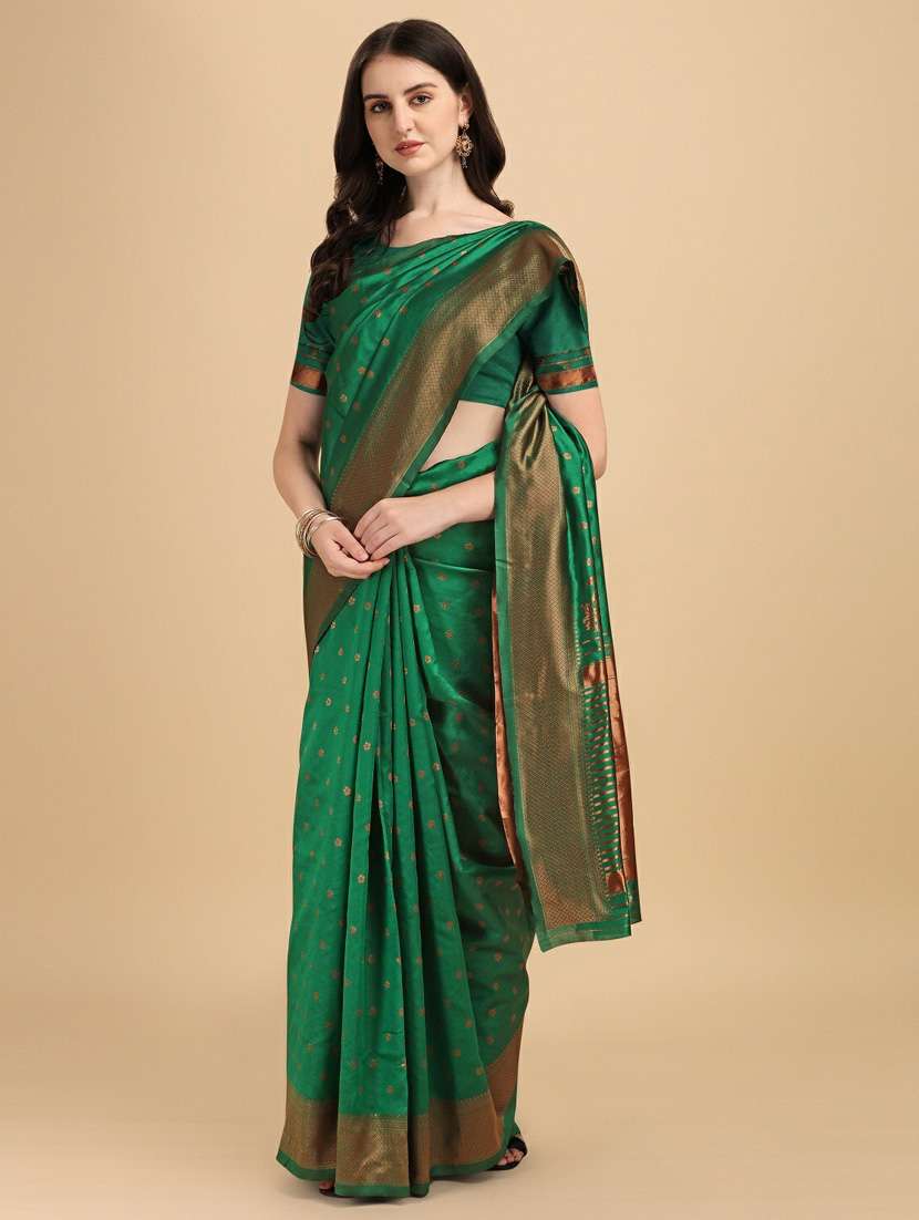 green banarasi saree with blouse