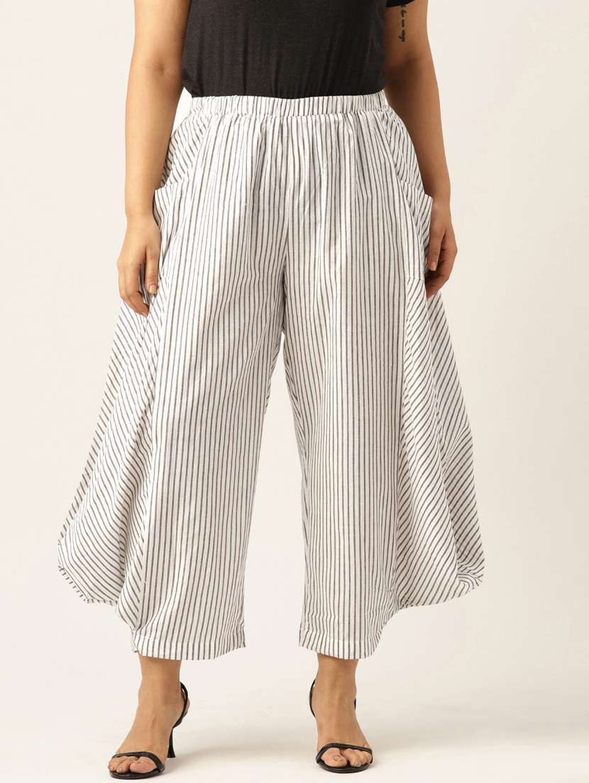 therebelinme women striped cowl styled trousers - 19914968 -  Zoom Image - 0