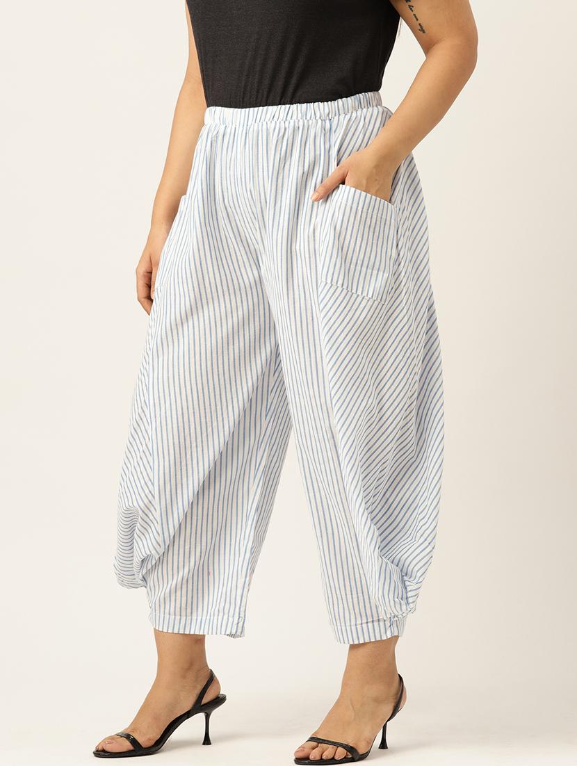 therebelinme women striped cowl styled trousers - 19914969 - Standard Image - 1