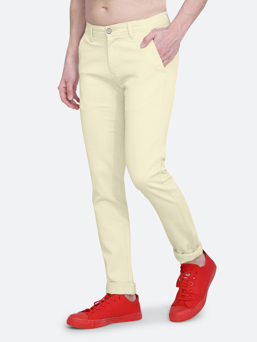 yellow cotton flat front casual trouser - 19915289 - Standard Image - 1