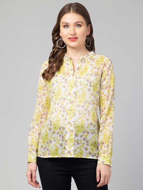 women's a line mandarin neck top - 19915350 - Standard Image - 0