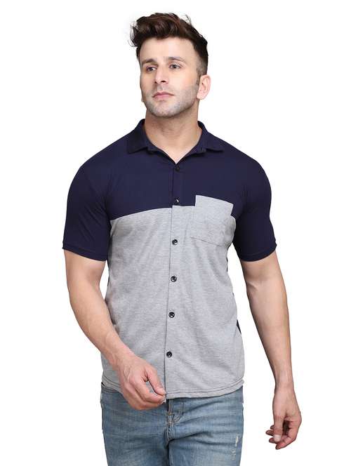 Mens Color Block Casual Shirt