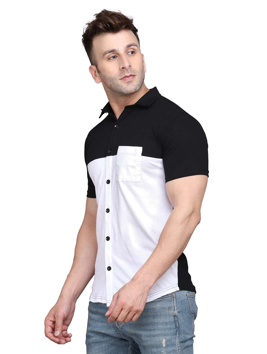 mens color block casual shirt - 19915394 -  Standard Image - 1