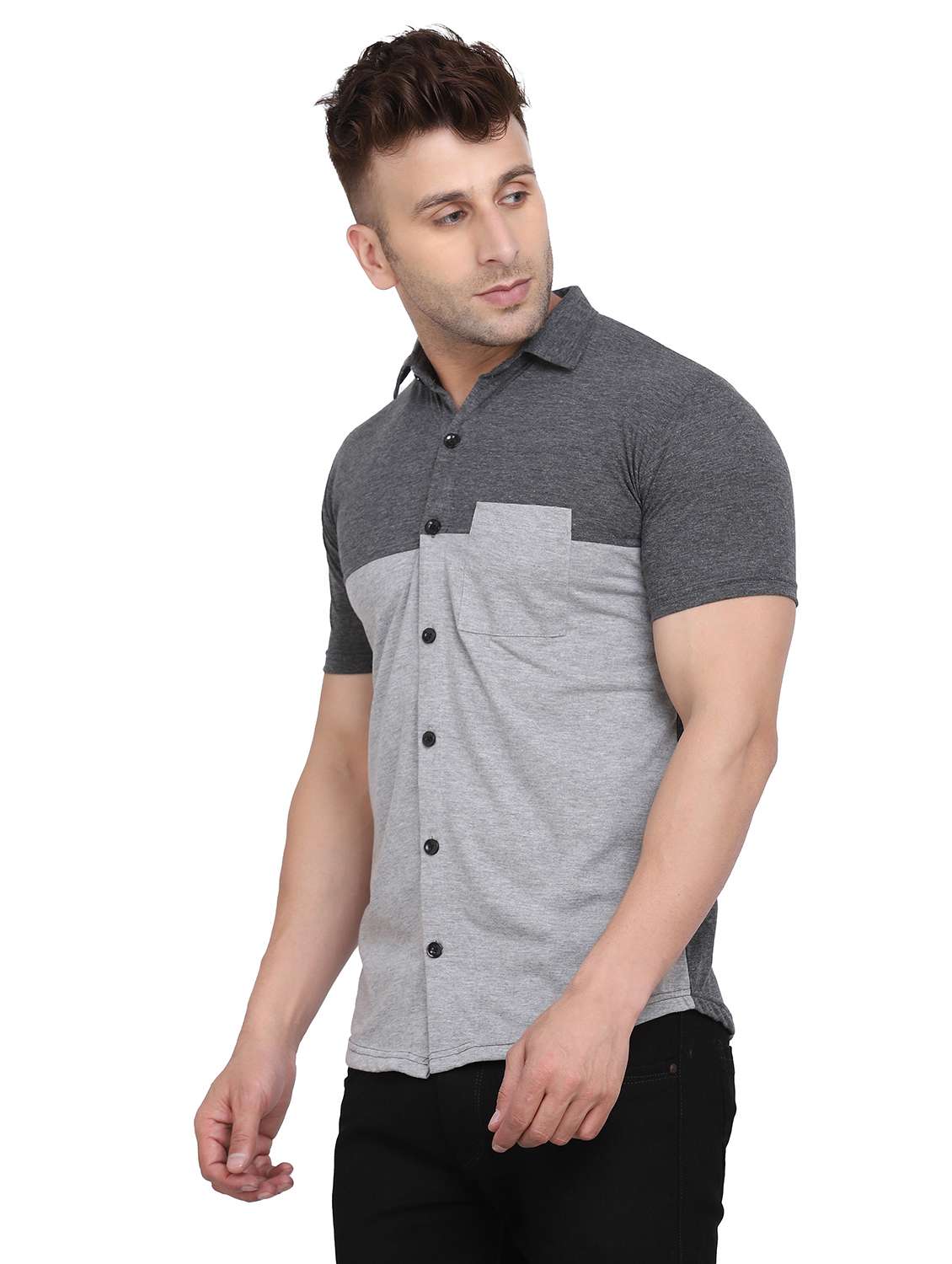 mens color block casual shirt - 19915395 -  Standard Image - 1