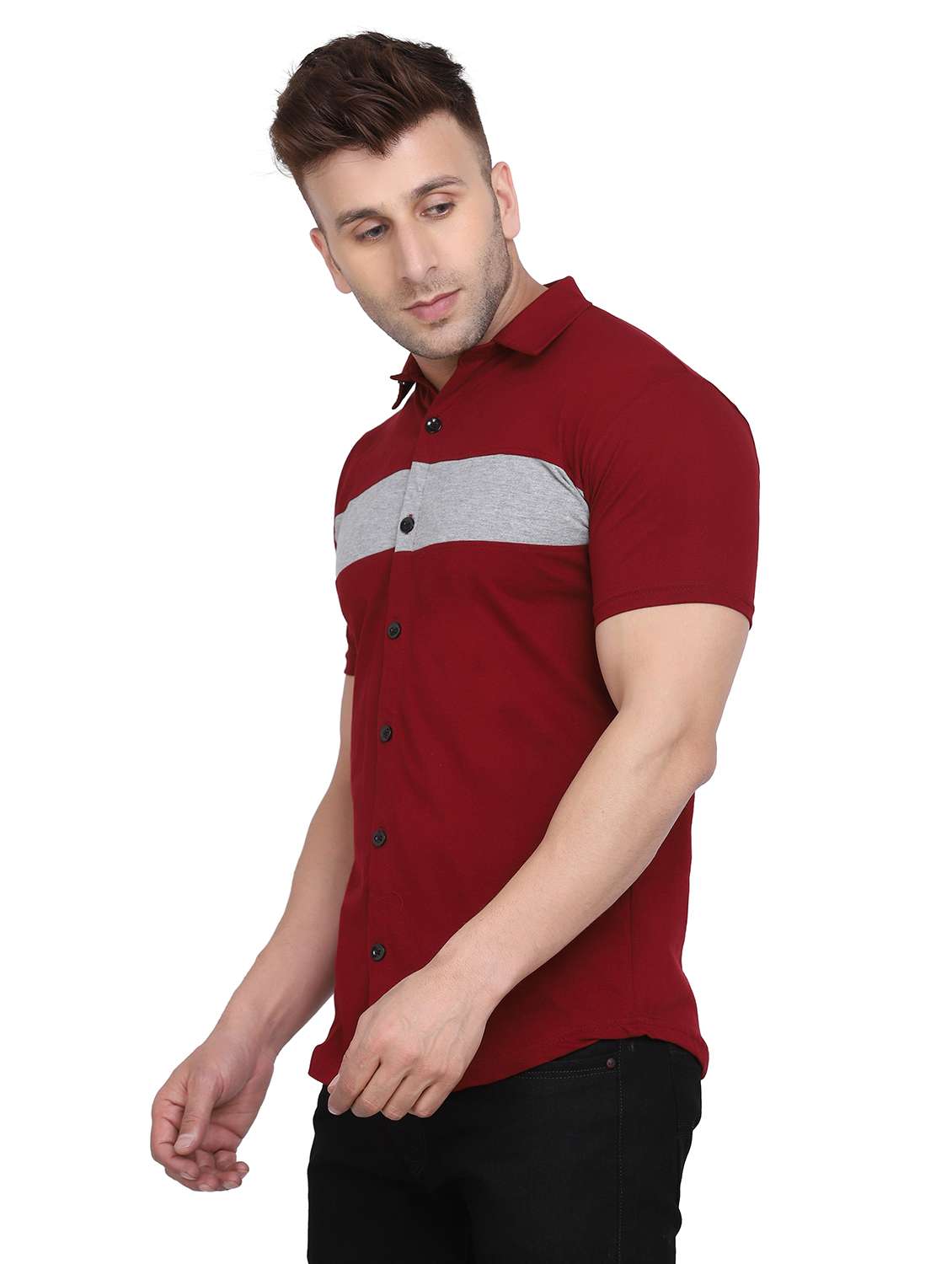 mens color block casual shirt - 19915399 -  Standard Image - 1