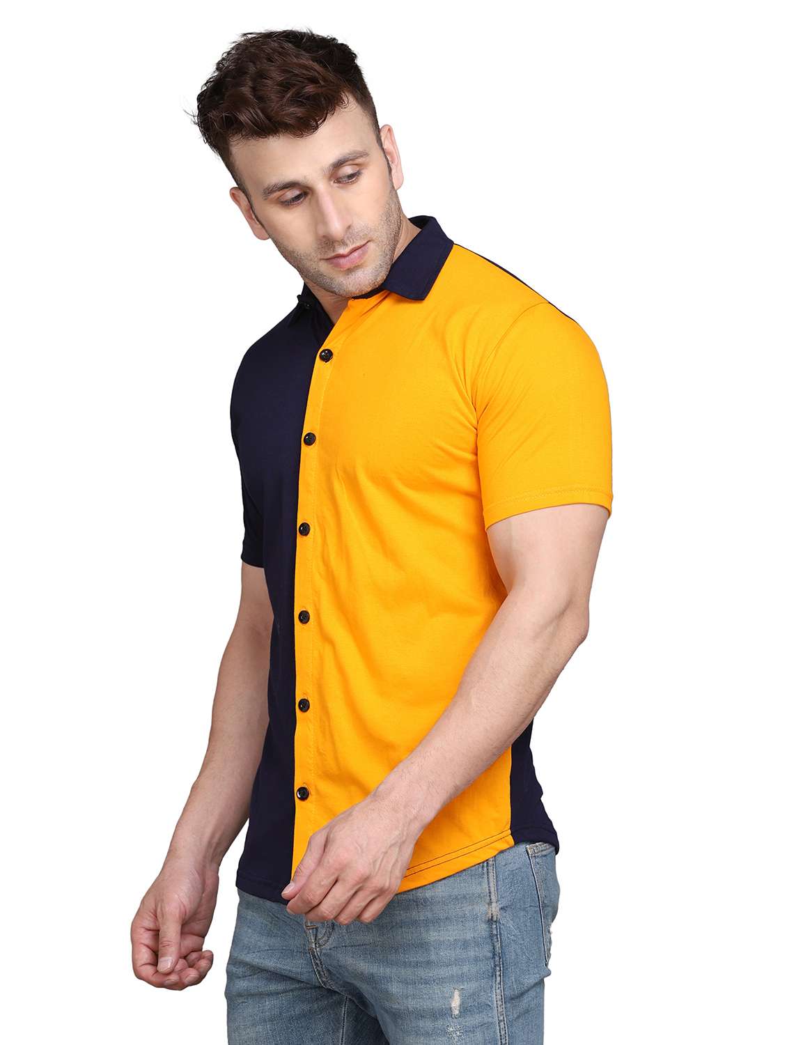 mens color block casual shirt - 19915404 -  Standard Image - 1