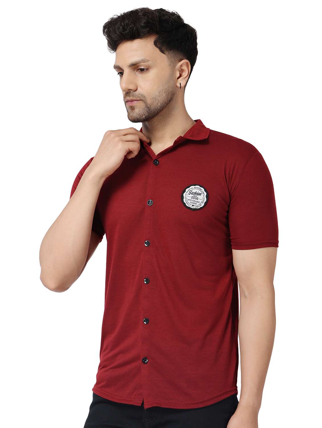 maroon cotton blend casual shirt - 19915428 -  Standard Image - 1