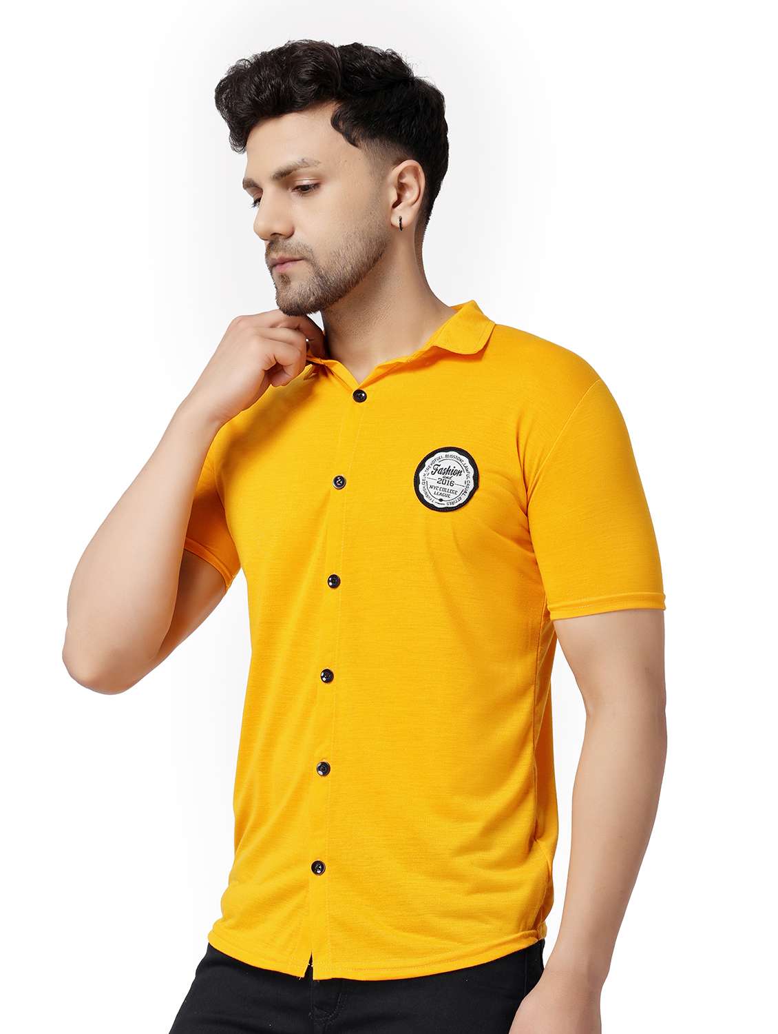yellow cotton blend casual shirt - 19915429 - Standard Image - 1