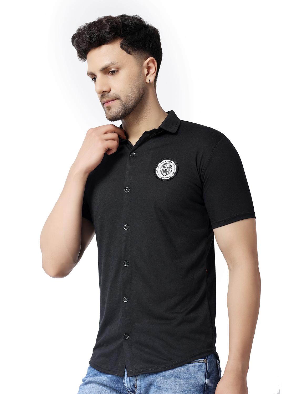 black cotton blend casual shirt - 19915433 - Standard Image - 1
