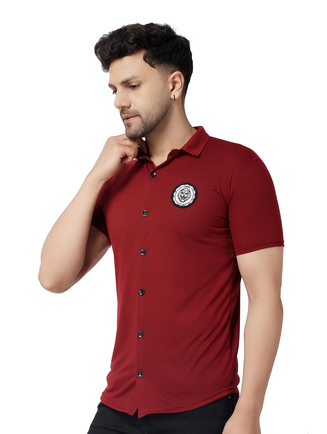 maroon cotton blend casual shirt - 19915434 - Standard Image - 1