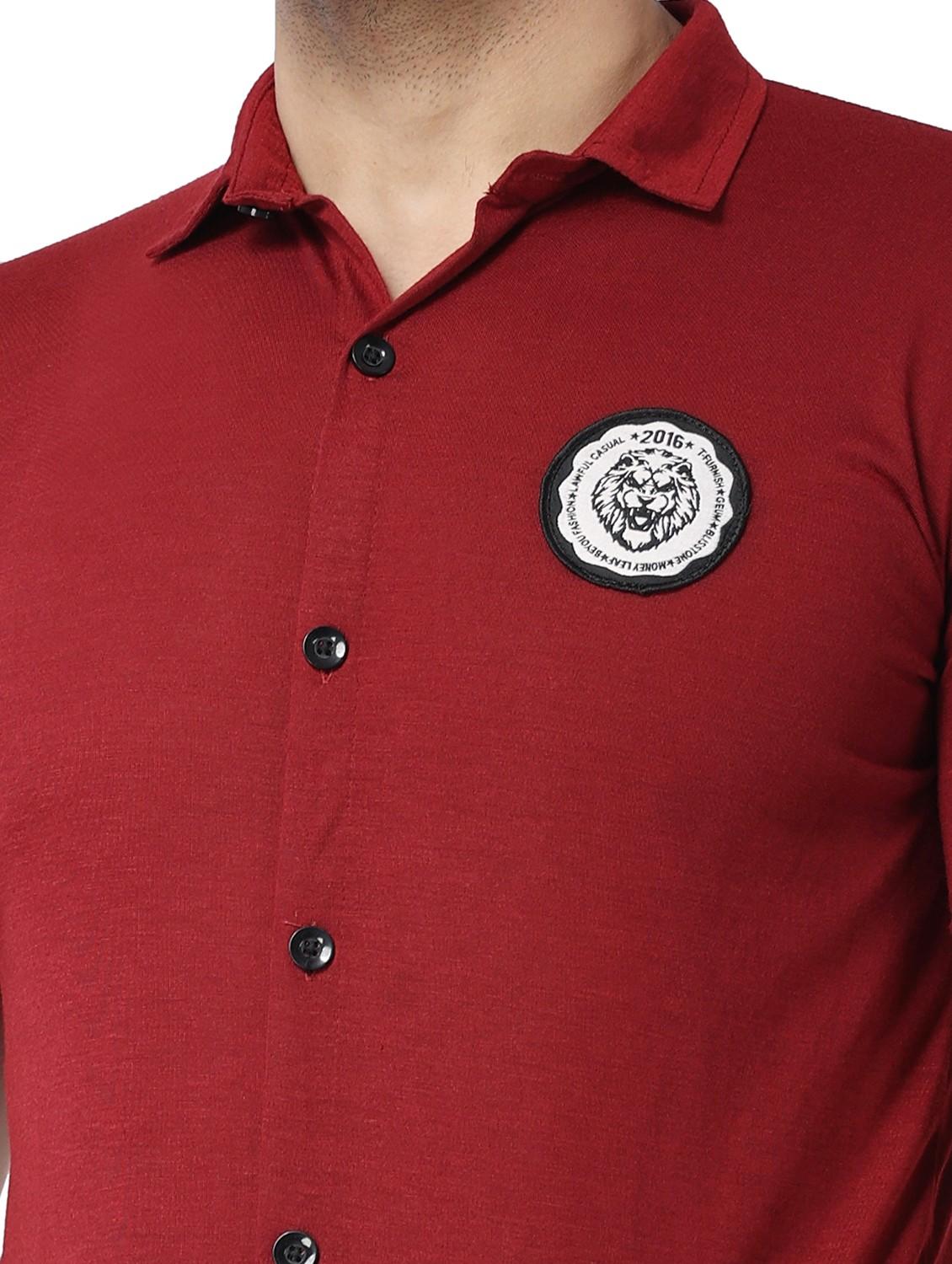 maroon cotton blend casual shirt - 19915434 - Standard Image - 4