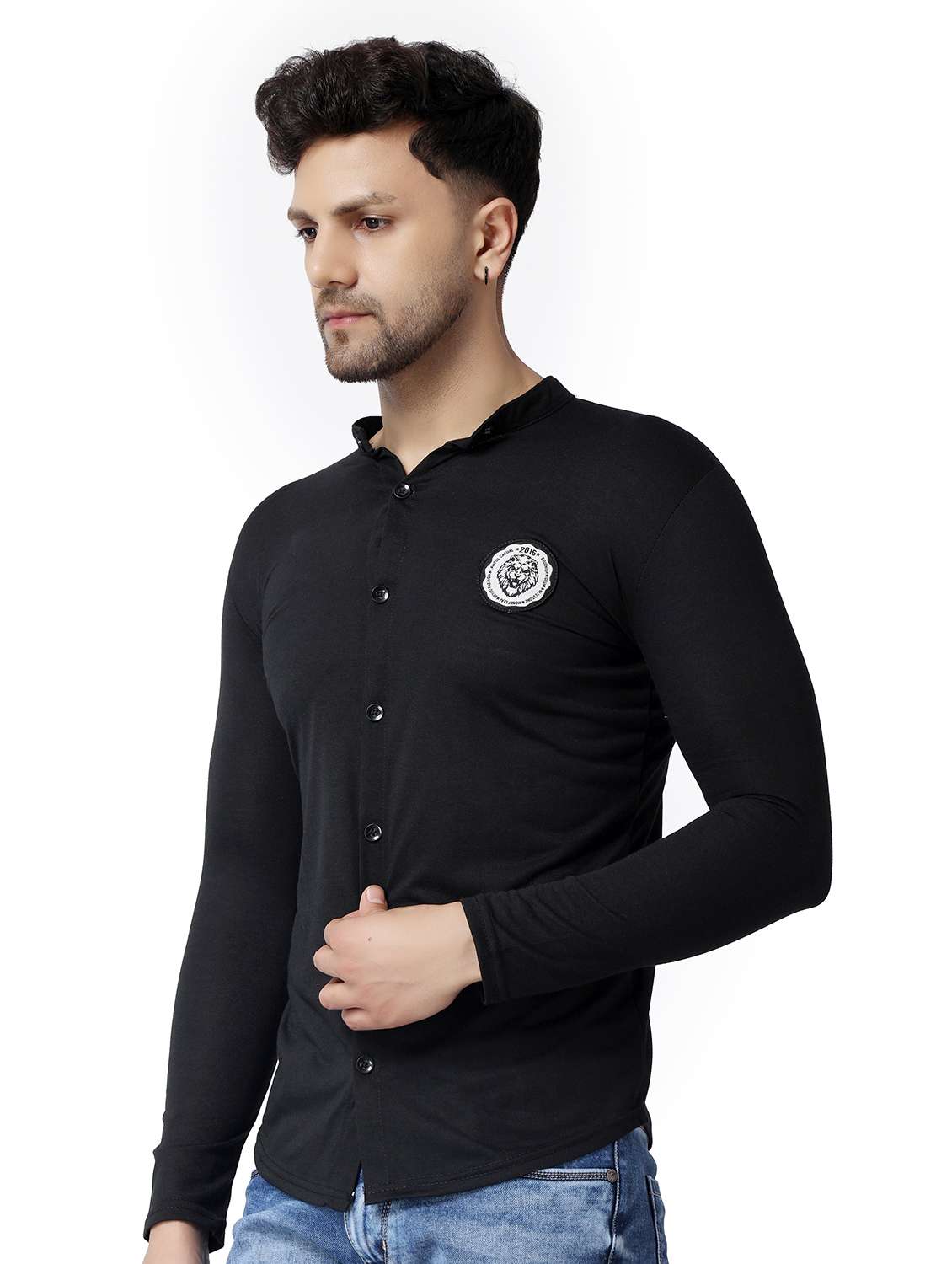black cotton blend casual shirt - 19915436 - Standard Image - 1