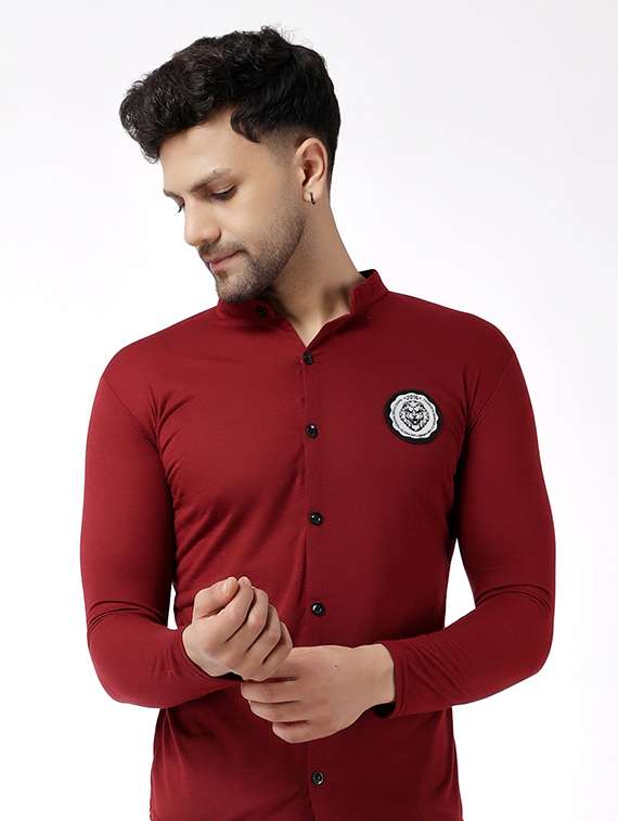 maroon cotton blend casual shirt - 19915437 -  Standard Image - 1
