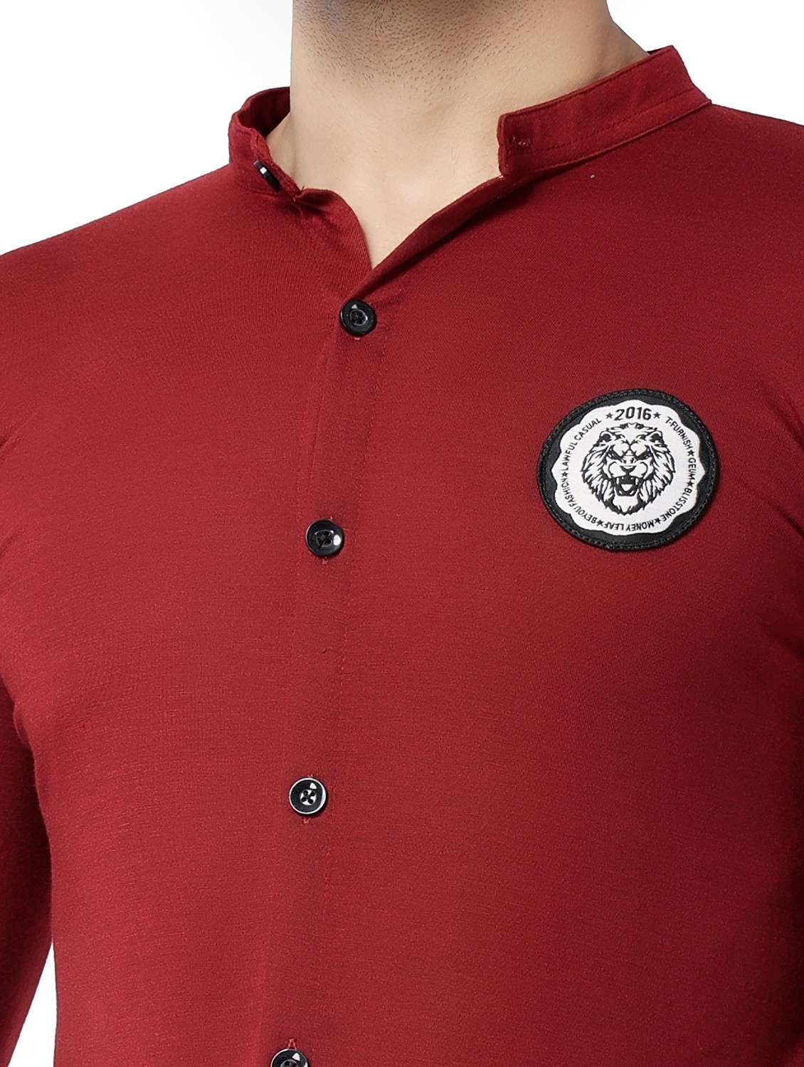 maroon cotton blend casual shirt - 19915437 - Standard Image - 4