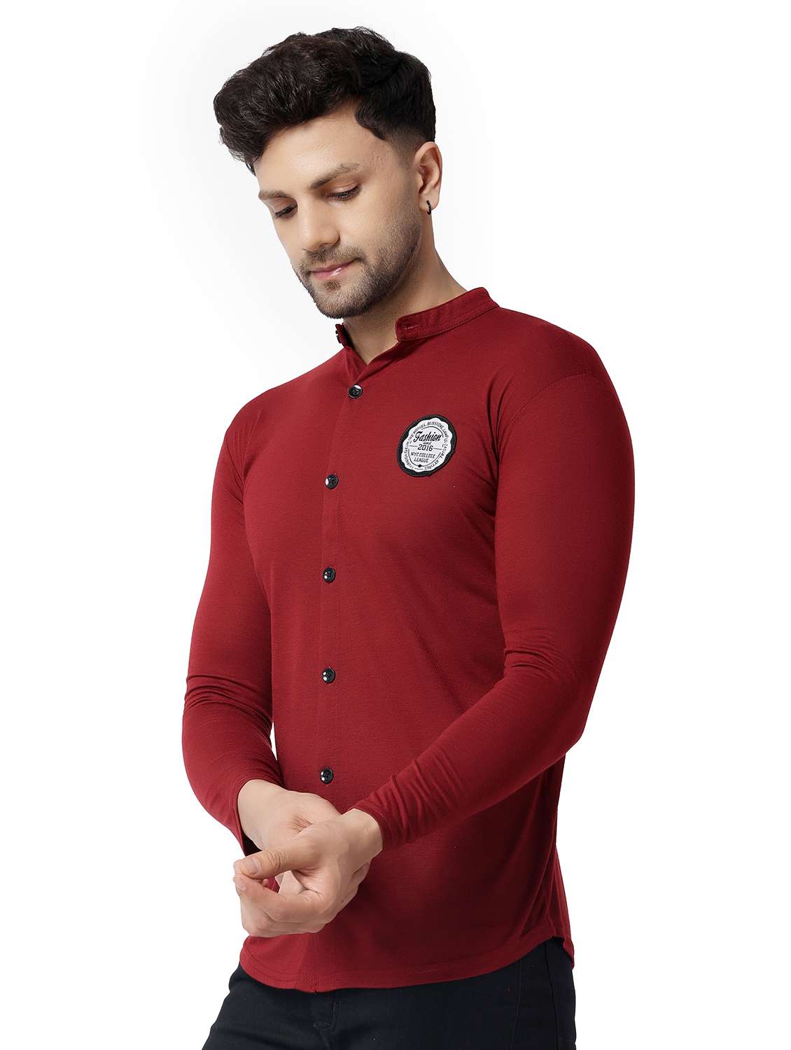 maroon cotton blend casual shirt - 19915443 - Standard Image - 1