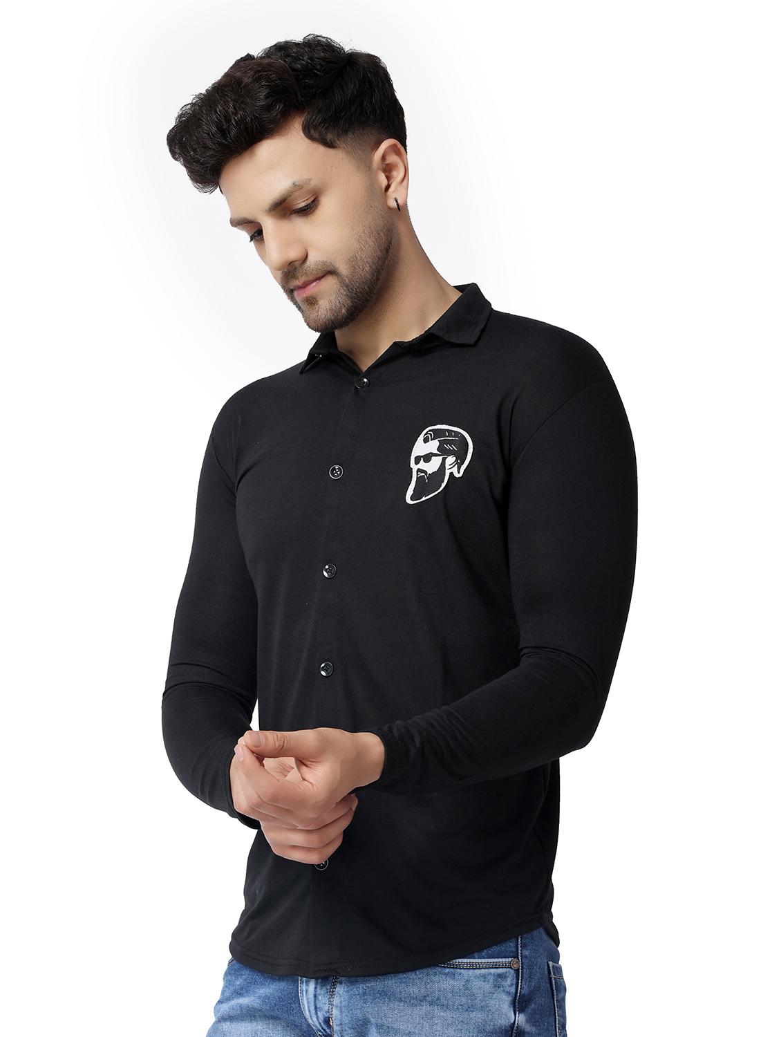 black cotton blend casual shirt - 19915448 - Standard Image - 1