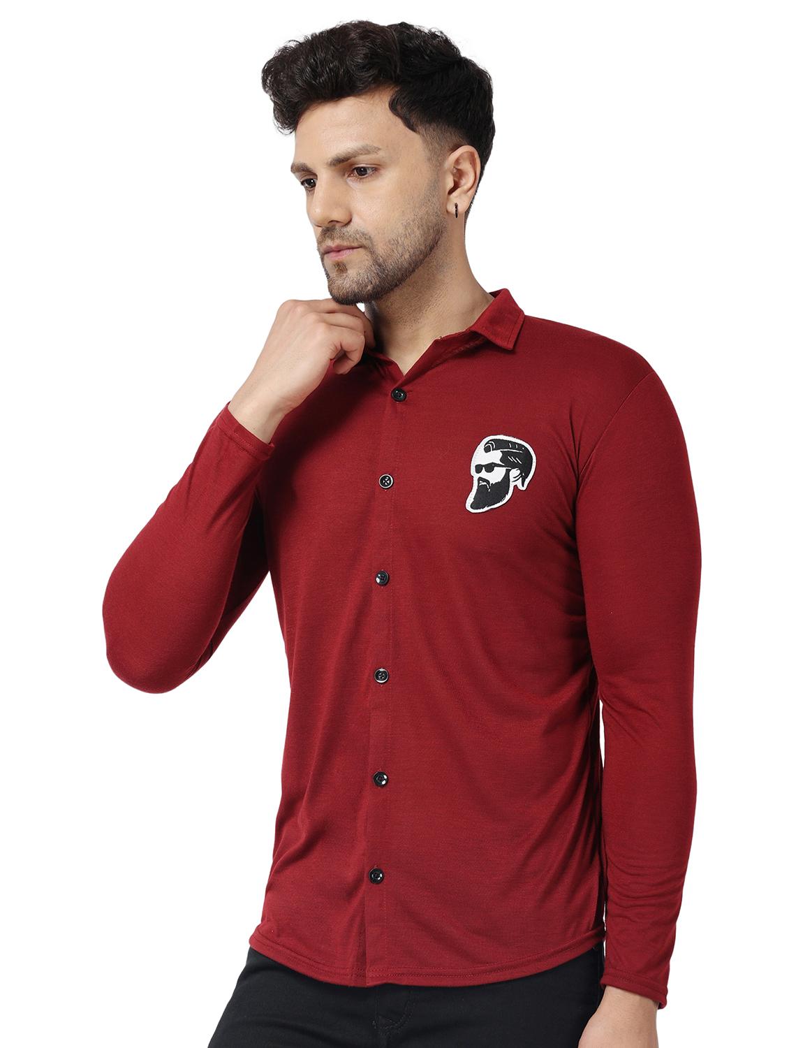 maroon cotton blend casual shirt - 19915449 - Standard Image - 1