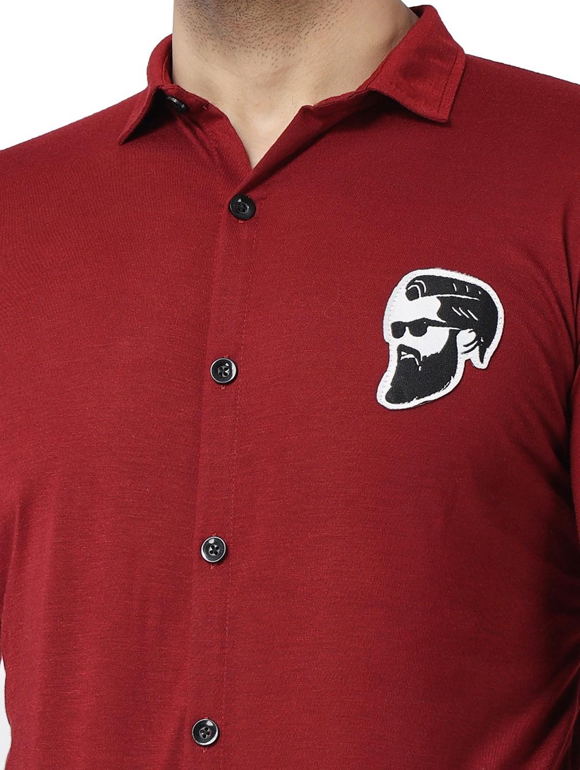 maroon cotton blend casual shirt - 19915449 - Standard Image - 4