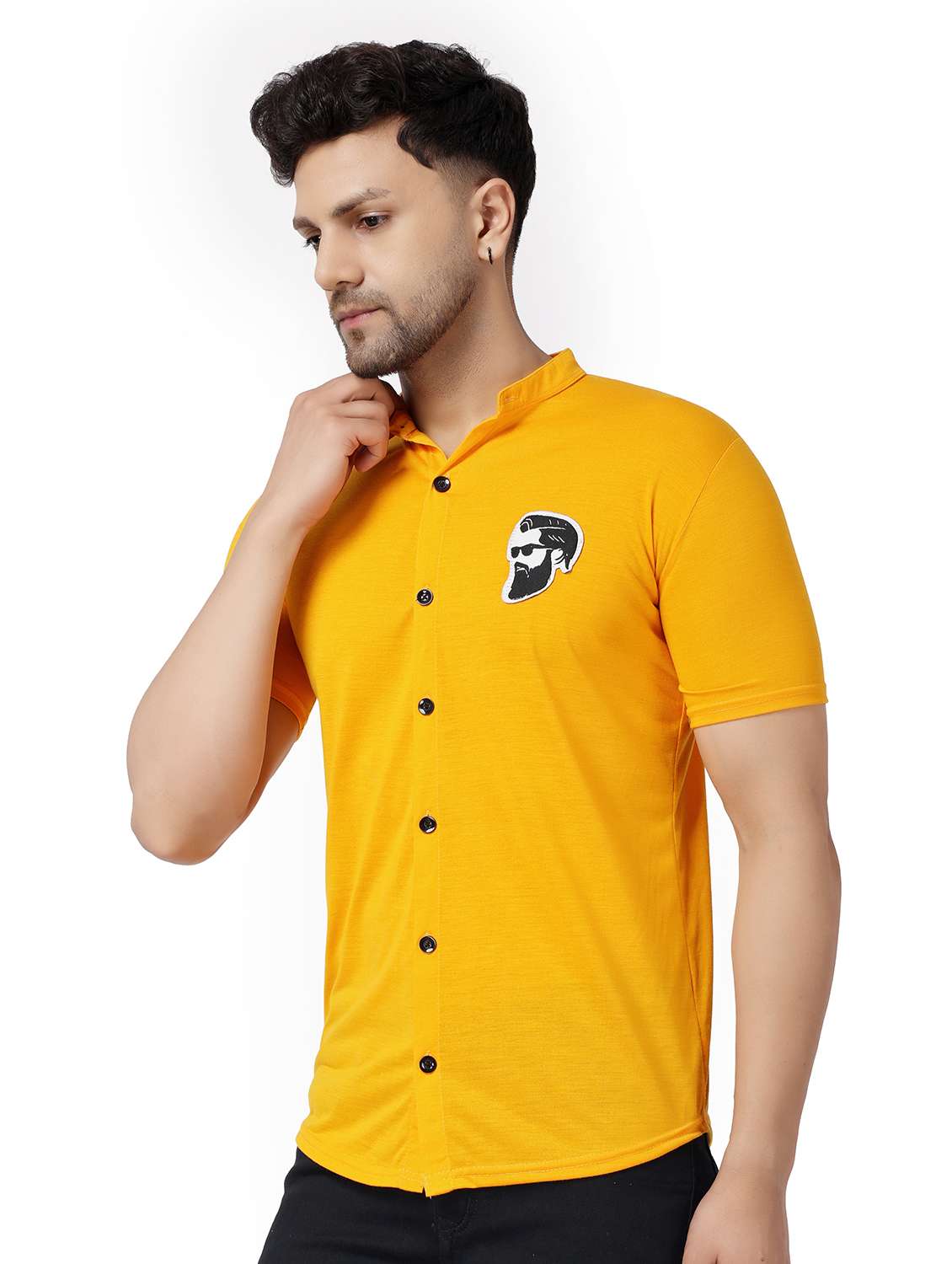 yellow cotton blend casual shirt - 19915459 -  Standard Image - 1