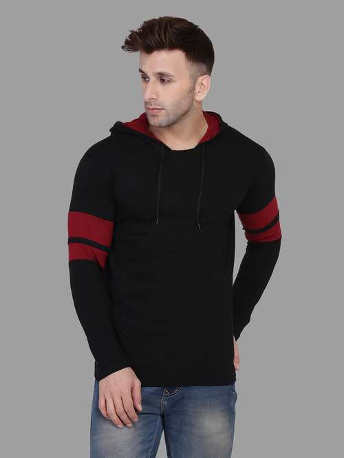 hood neck solid regular t-shirt - 19915514 -  Standard Image - 0