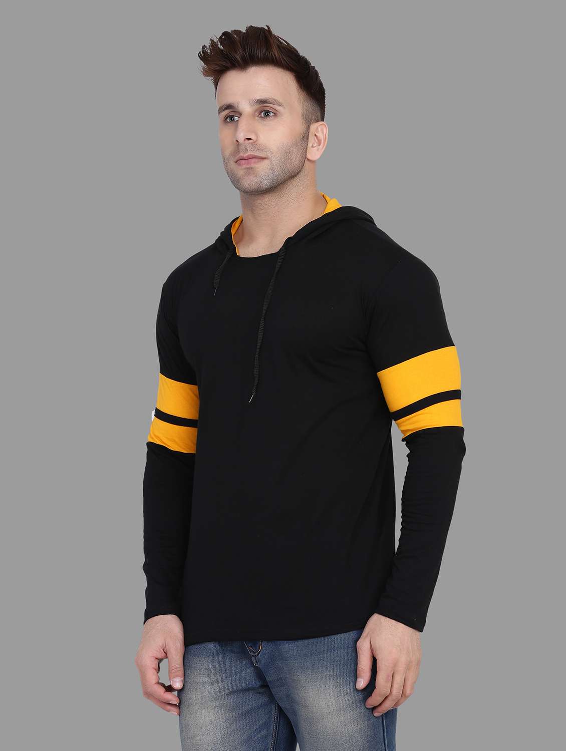 hood neck color block regular t-shirt - 19915524 - Standard Image - 1