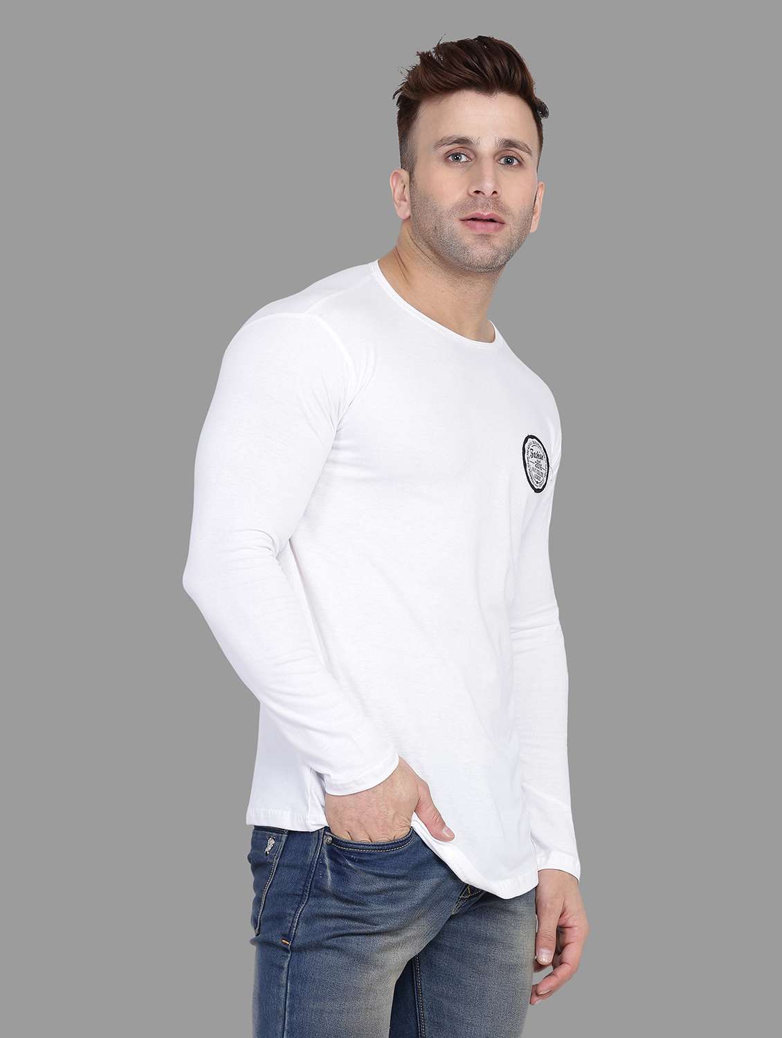Men Round Neck Cotton T-shirt - 19915540 -  Standard Image - 1