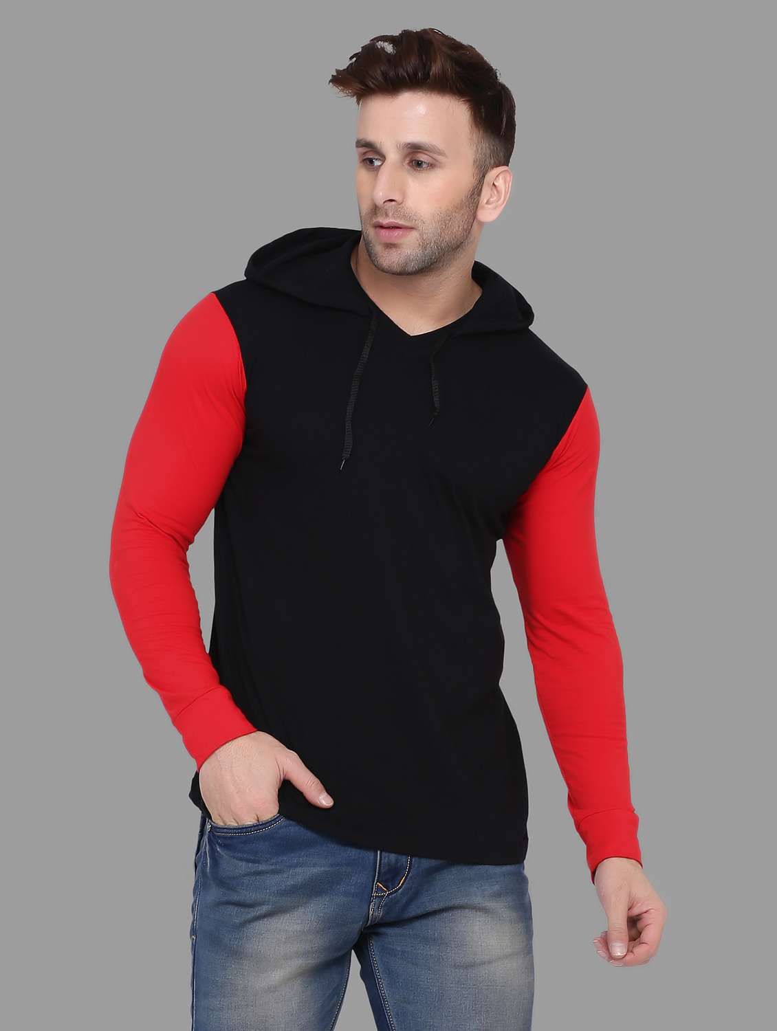 hood neck color block regular t-shirt
