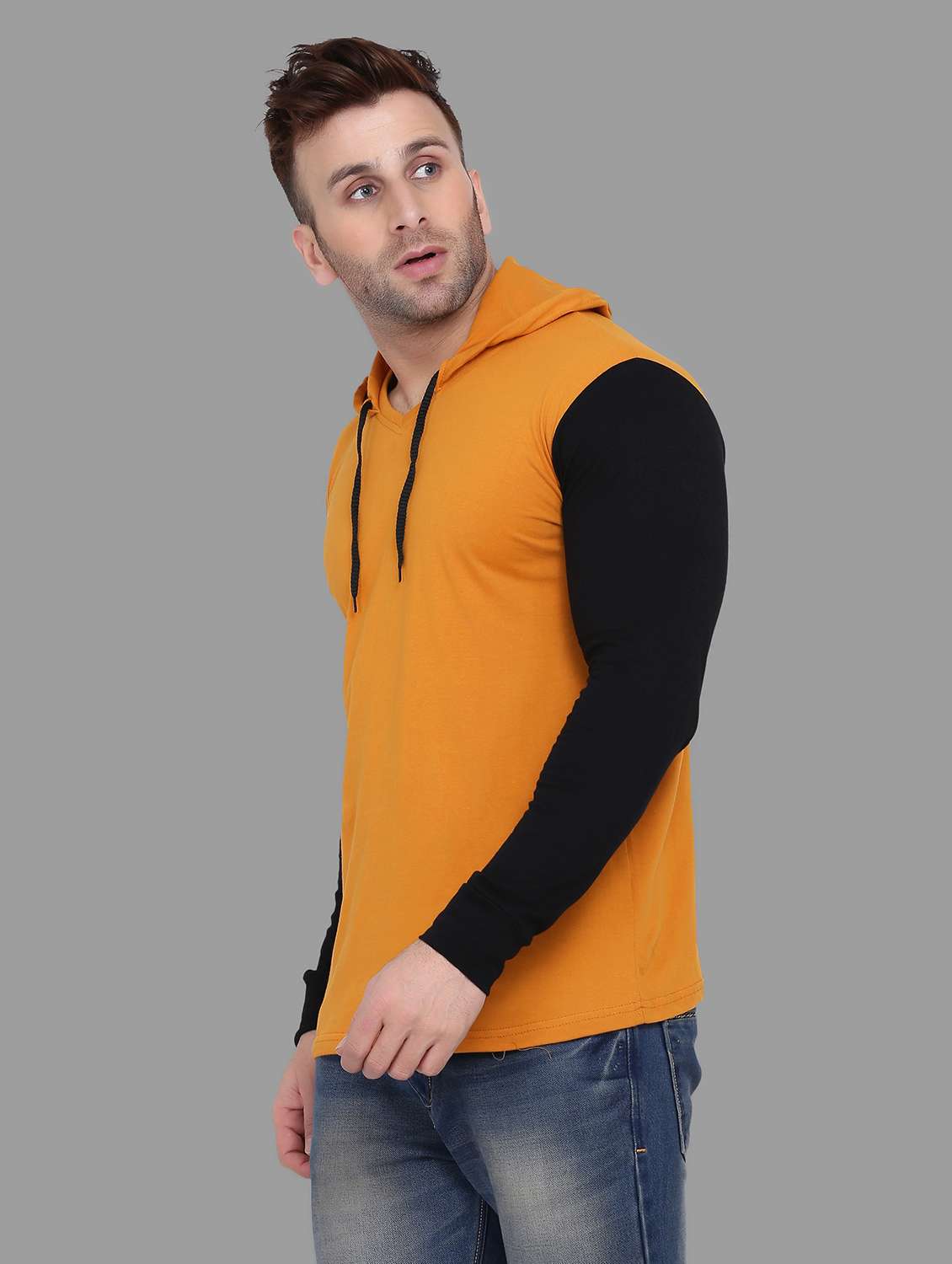 hood neck color block regular t-shirt - 19915574 - Standard Image - 1