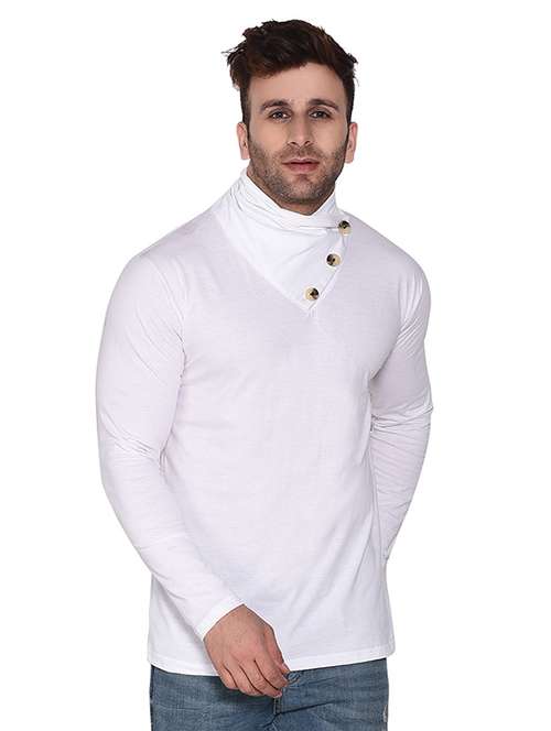 high neck solid regular t-shirt - 19915608 - Standard Image - 0