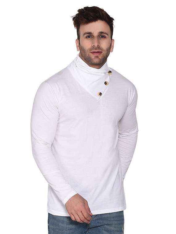 high neck solid regular t-shirt - 19915608 - Zoom Image - 0