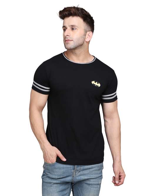 men black slim fit taped short sleeve t-shirt - 19915616 - Standard Image - 0