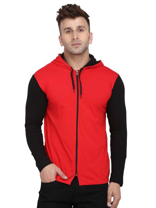 hood neck color block regular t-shirt - 19915641 -  Standard Image - 0