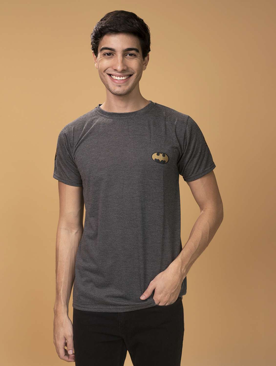 men solid round neck cotton t-shirt
