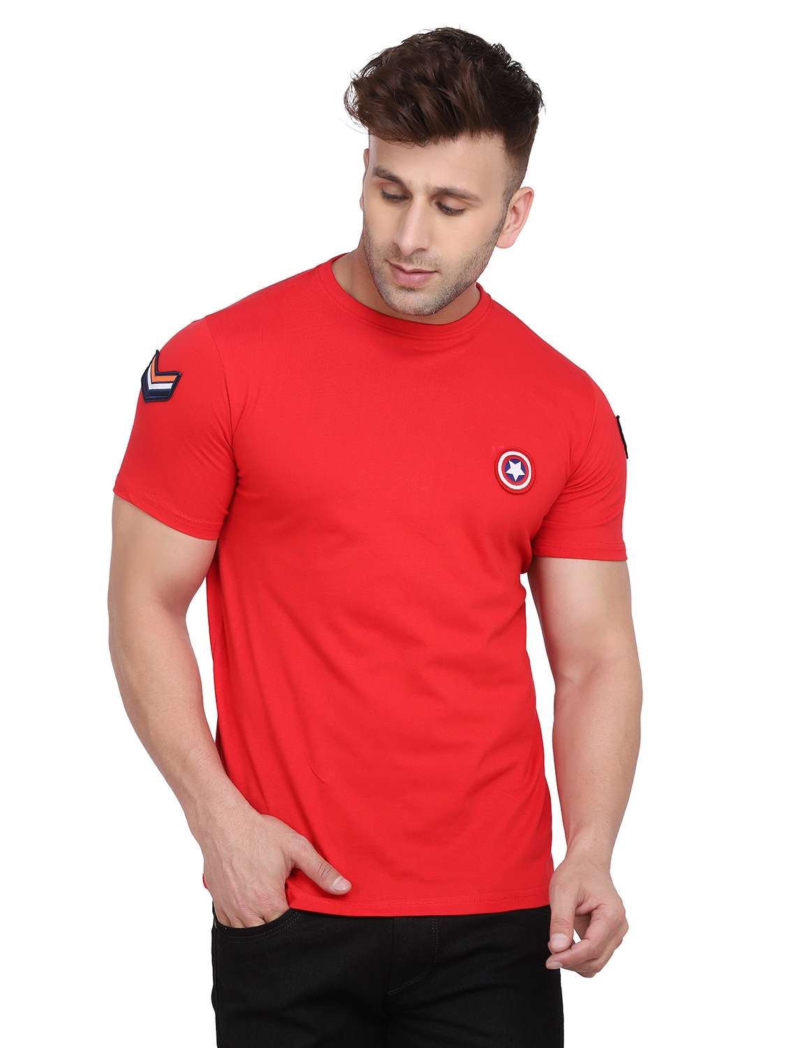 men white solid slim fit short sleeve t-shirt