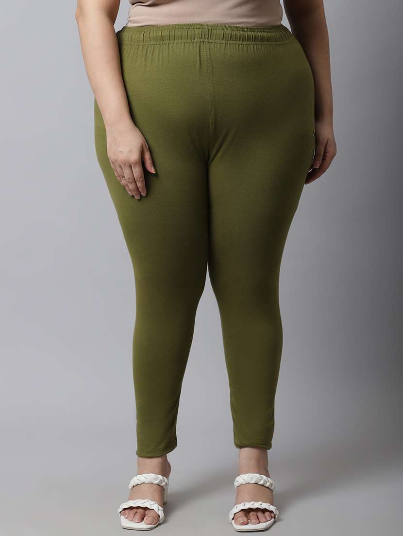 green cotton leggings