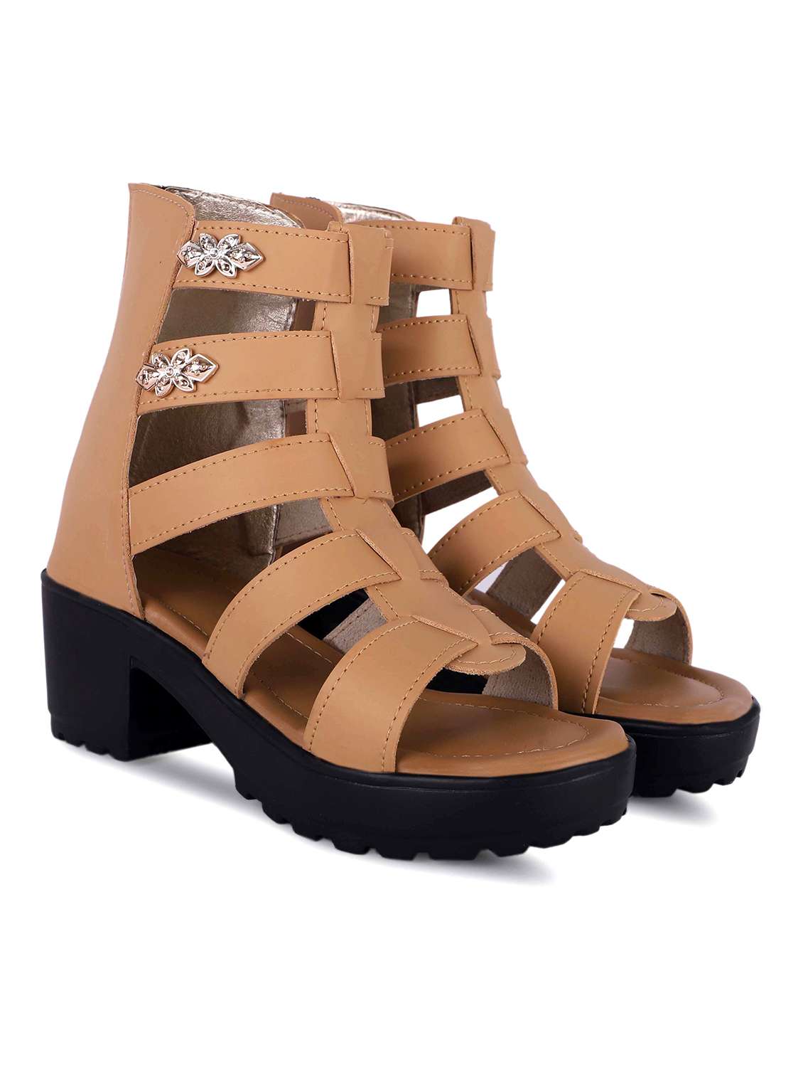 beige closed back gladiators block heel sandal - 19916800 -  Standard Image - 1