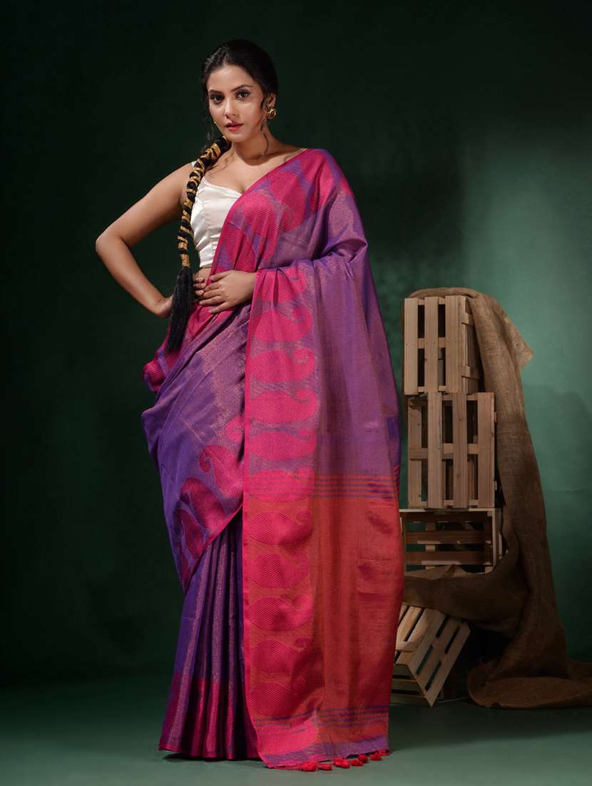 women's self design purple colored saree with blouse - 19916923 - Zoom Image - 0
