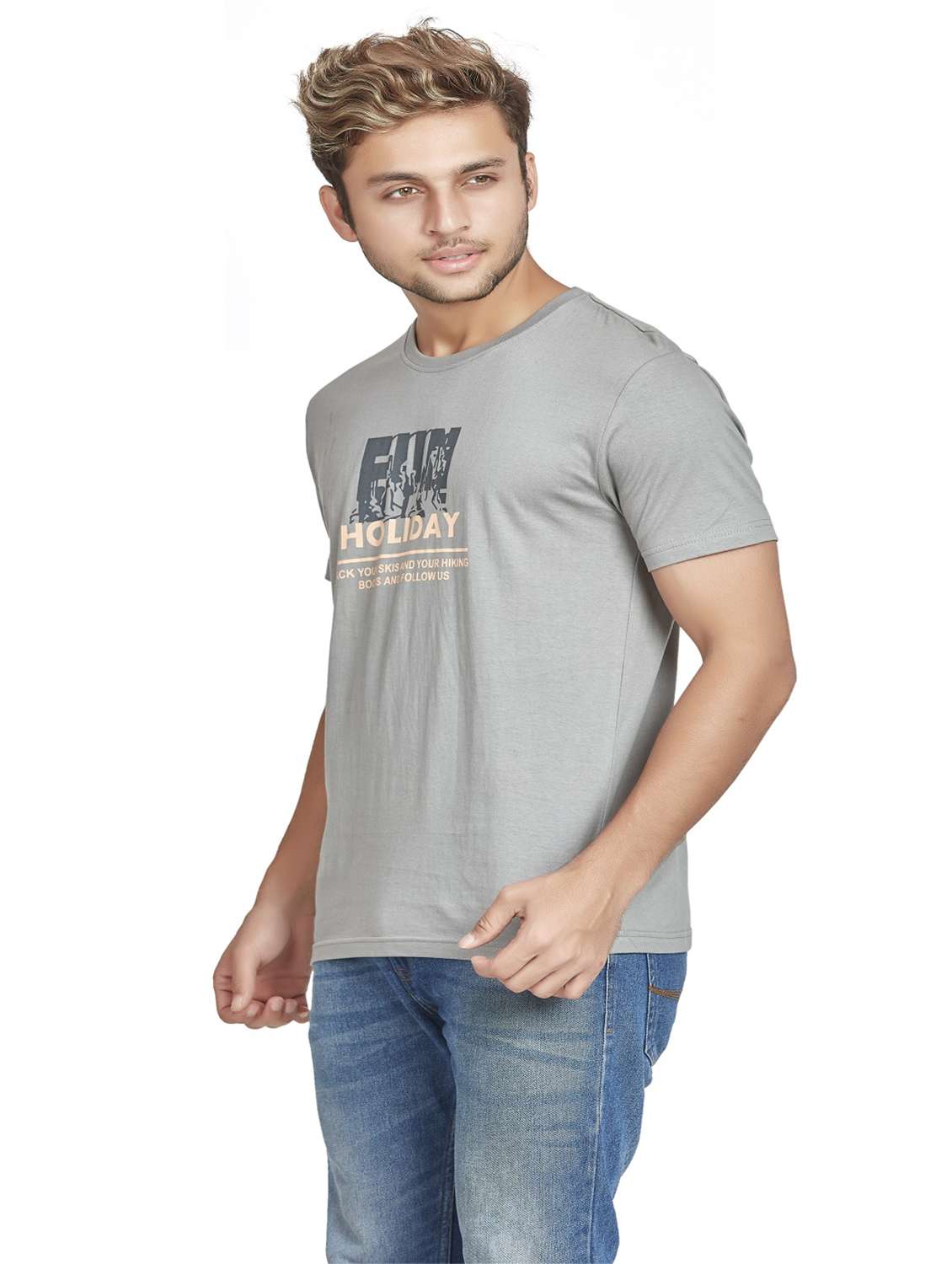 round neck printed cotton t-shirt - 19917162 -  Standard Image - 1