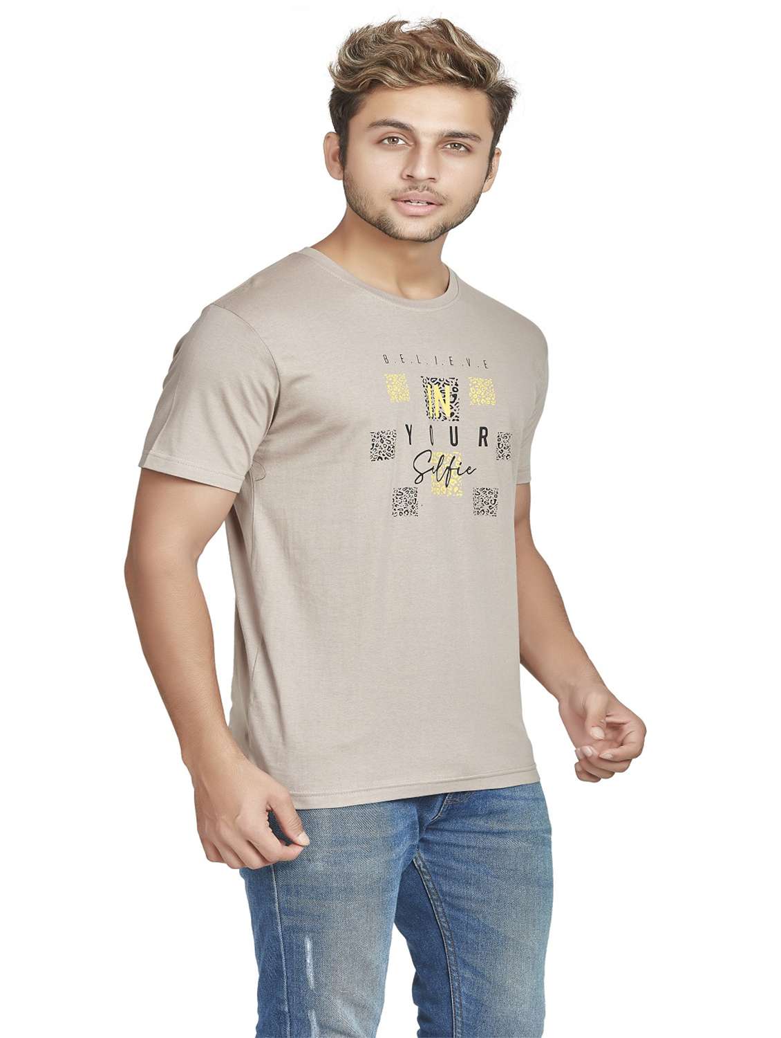 round neck printed cotton t-shirt - 19917165 -  Standard Image - 1