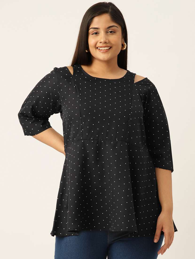 women plus size polka doted top