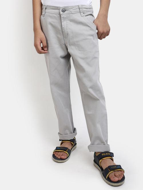 boys grey cotton blend casual chinos trousers - 19919433 - Standard Image - 0