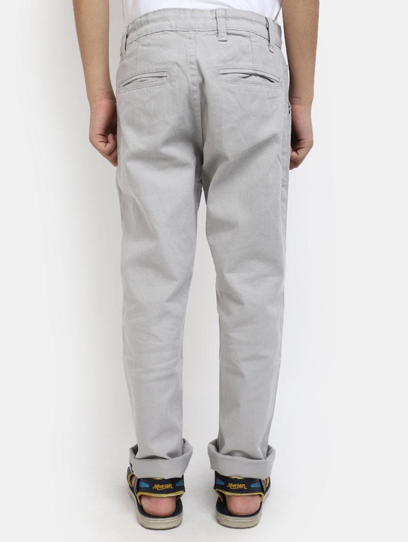 boys grey cotton blend casual chinos trousers - 19919433 - Standard Image - 1