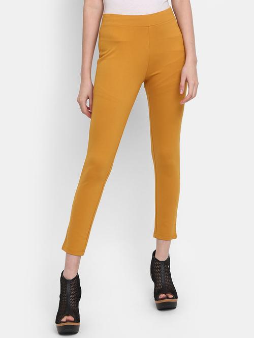 yellow solid full length jegging - 19919455 -  Standard Image - 0
