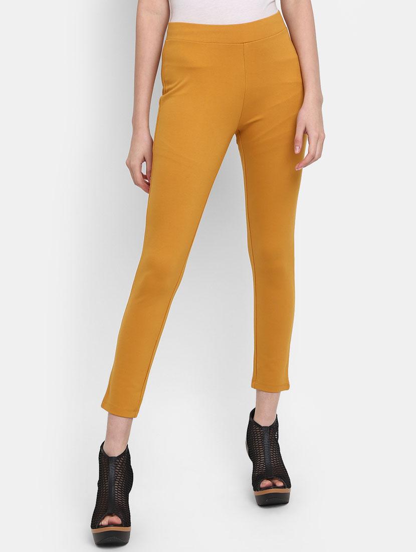 yellow solid full length jegging - 19919455 -  Zoom Image - 0
