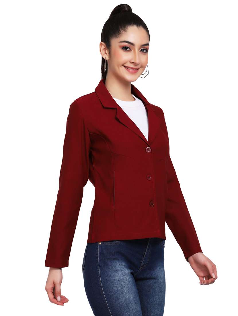 maroon solid summer jacket - 19919841 -  Standard Image - 1